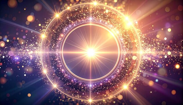 キラキラした円形の綺麗な光線の背景