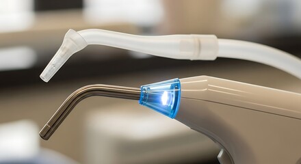 Dental Water Laser Equipment in Dental Clinic with Modern Design and Bright Lighting