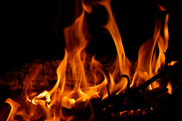 flame of a fire at night

