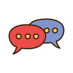 Two Speech Bubbles Red and Blue Overlapping with Orange Dots on a Transparent Background Communication Conversation Dialogue Messaging Online Chatting