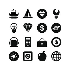 Black filled icons set
