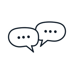 Two Speech Bubbles With Dots Representing Conversation Or Messaging In A Simple Line Art Style With A Transparent Background