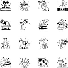Pack of san francisco elements doodle icons