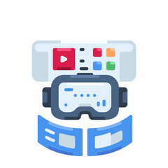 Fototapeta premium Virtual Reality Headset With Display And Digital Interface Elements Illustrating Futuristic Technology And Immersive Experience On Transparent Background
