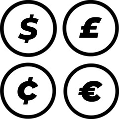 currency icons set 