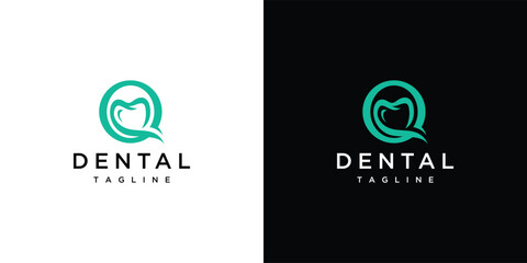 letter Q logo design with teeth, design for a luxurious, elegant and simple business.	
