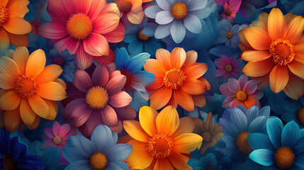 Bright and Bold Big Flowers Creating a Colorful Background