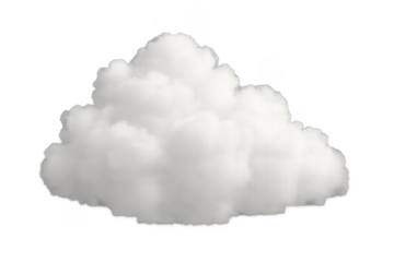 White fluffy cloud floating on transparent background