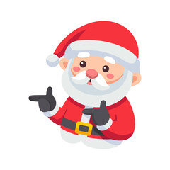 Pixel Art Santa Claus With Red Suit and Hat Pointing Fingers With a Gift Bag On His Side in a Christmas Celebration