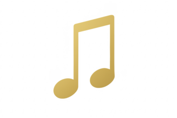 Gold musical eighth note icon on transparent background