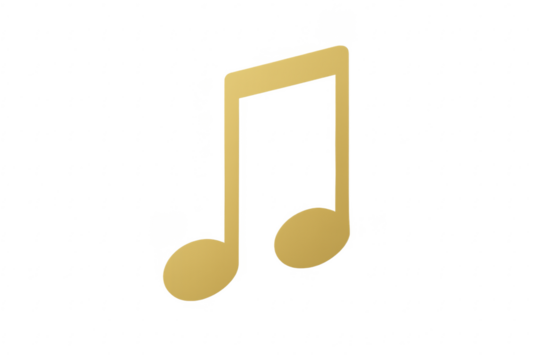 Gold musical eighth note icon on transparent background