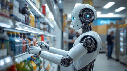 コンビニで働くAIロボット