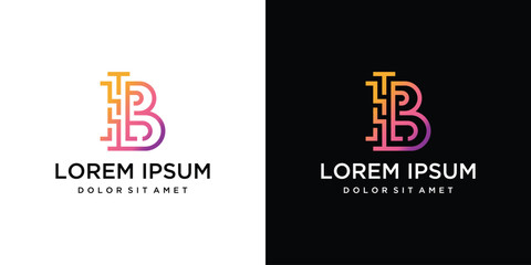 B pillar monogram logo design, design for a luxurious, elegant and simple business.