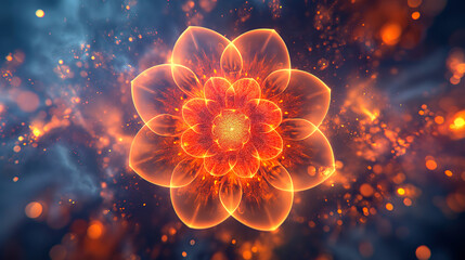 Magical flower spinning in a loop with cosmic mandala and sun symbolism
