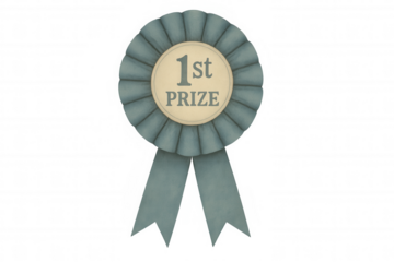 Vintage 1st place prize ribbon on transparent background, symbolizing achievement, success, and winning in competitions