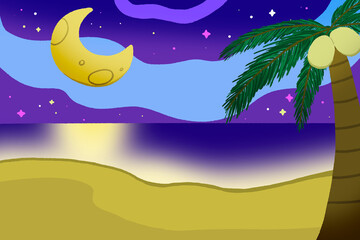 夜のビーチテンプレート