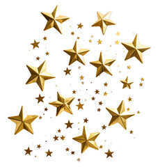 Gleaming golden stars of varying sizes, scattered on a dark background, suggesting celestial charm