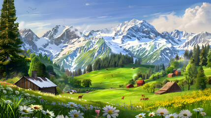AlpineFarmsteadScenery