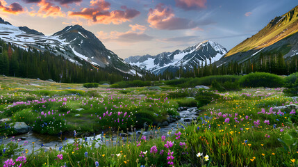 MountainMeadowWithWildflowersAndStream
