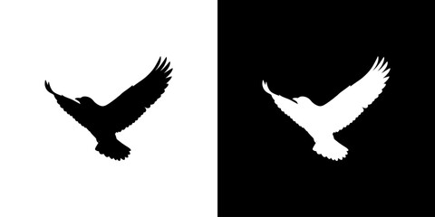 Silhouette of a soaring bird with outstretched wings against contrasting backgrounds, symbolizing freedom © Art
