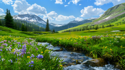 MountainMeadowWithWildflowersAndStream