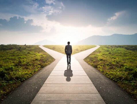 a man is at a crossroads