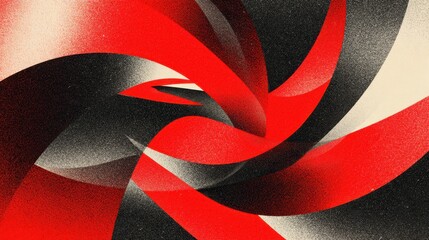 Dynamic Red and Black Abstract Swirl - Textured Ribbons in Motion, Modern Art Composition.