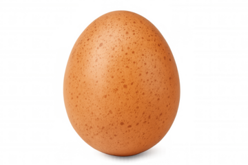 Brown chicken egg showing speckled shell texture on a transparent alpha channel background