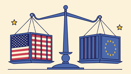 International Trade Balance Global Commerce Economic Equality Import Export Scale Illustration.