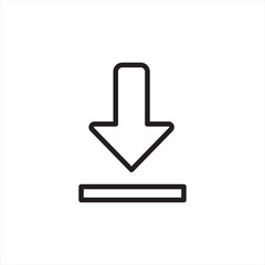 Simple Outline Arrow Pointing Down to a Line Icon Design