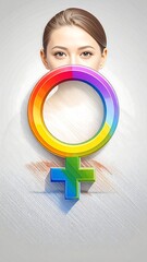 Woman with colorful symbol