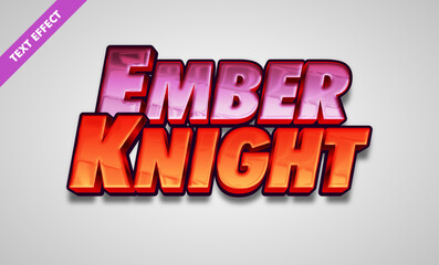 Ember knight editable text effect,  bold 3d glossy typography, fantasy game title design