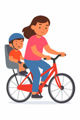 Obraz premium Sister Riding Bicycle with Sibling Vector