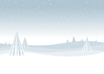 白いツリーと丘の白い風景