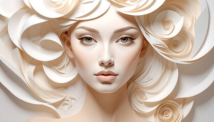 Woman with paper flower hair