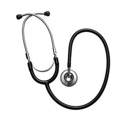 A detailed medical stethoscope lies against a black background, angled slightly