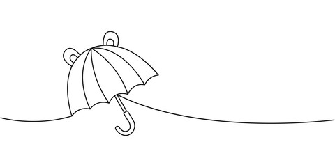 Cute umbrella outline with rounded shapes minimalist line art, playful vector parasol for rain and fun illustration