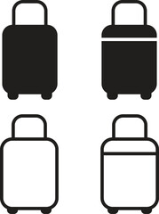 Solid and Outline Suitcase Icons Representing Travel and Luggage Concepts