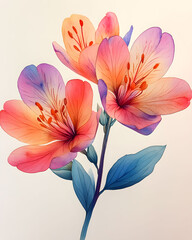 Fototapeta premium Watercolor Botanical Surreal Dreamlike Floral Studies