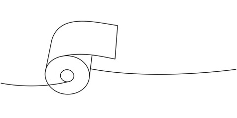 Toilet paper roll one line continuous drawing. Tissue roll soft. Vector illustration