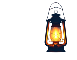 Vntage Lantern Black Silhouette Vector Isolated on Transparent Background