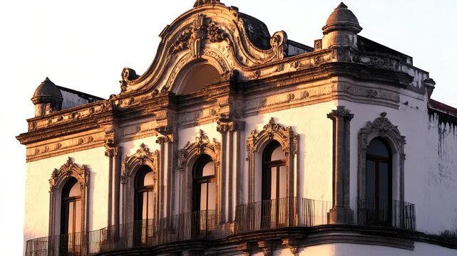 A city hall building with a large clock on its roof, used for event and meeting spaces