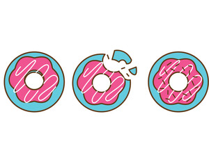 Pink Frosted Donut with Sprinkles Vector Set