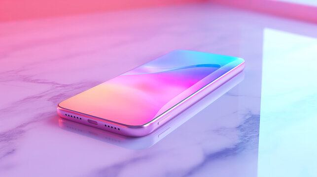 realistic smartphone mockup in 3D highlighting display and user interface