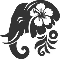 Floral elephant head silhouette vector