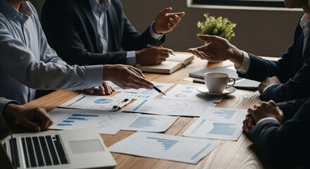 Confident meeting working with diverse team in office briefing. Mixed race business leader focused on meeting, collaborating and discussing business ideas with colleagues in meeting.