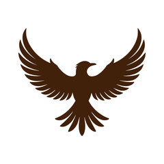 Fototapeta premium Elegant Brown Flying Bird Silhouette Isolated on Black Background