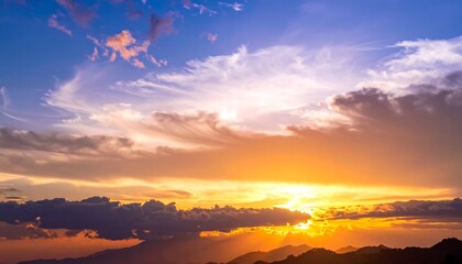 Stunning sunset over a mountain range