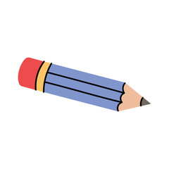 Simple Blue Pencil With Red Eraser And Yellow Band Detail On A Transparent Background Isolated School Supply Object