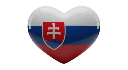 Heart shaped slovak flag symbolizing love and patriotism for slovakia isloted on transparent background